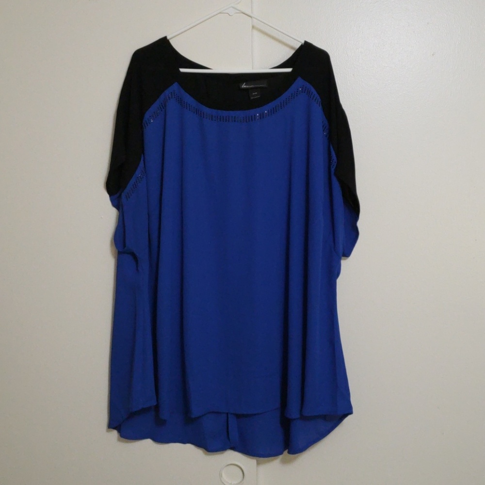 EUC Black and Blue See Through Blouse